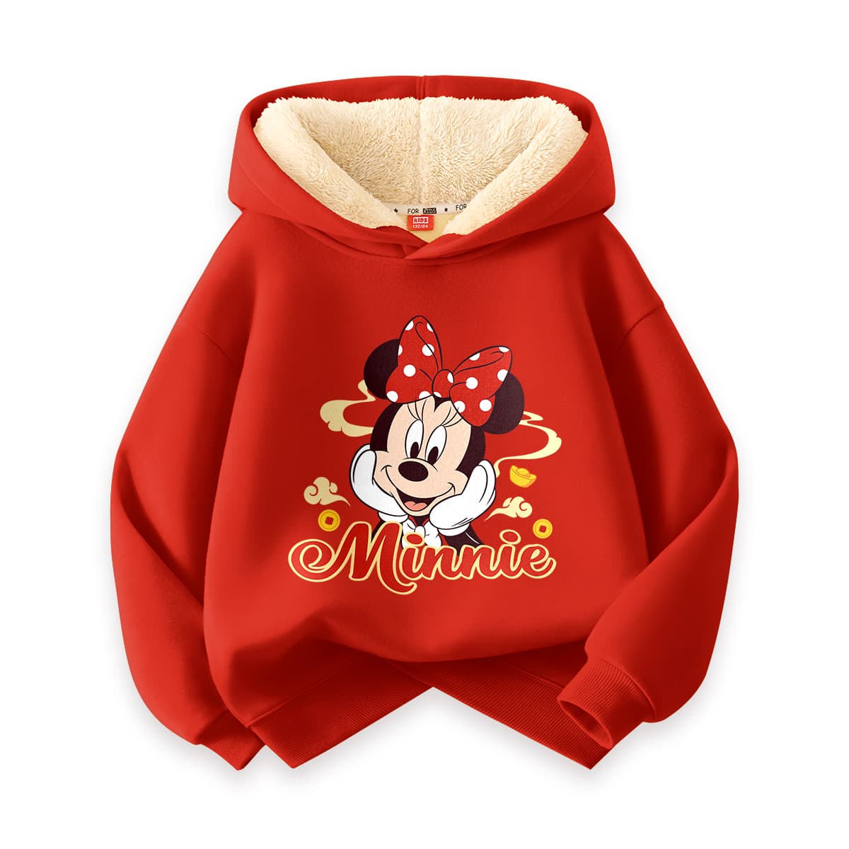 Disney Толстовка с флисовой подкладкой капюшоном свободным кроем модное весеннее красное детское - изображение 1