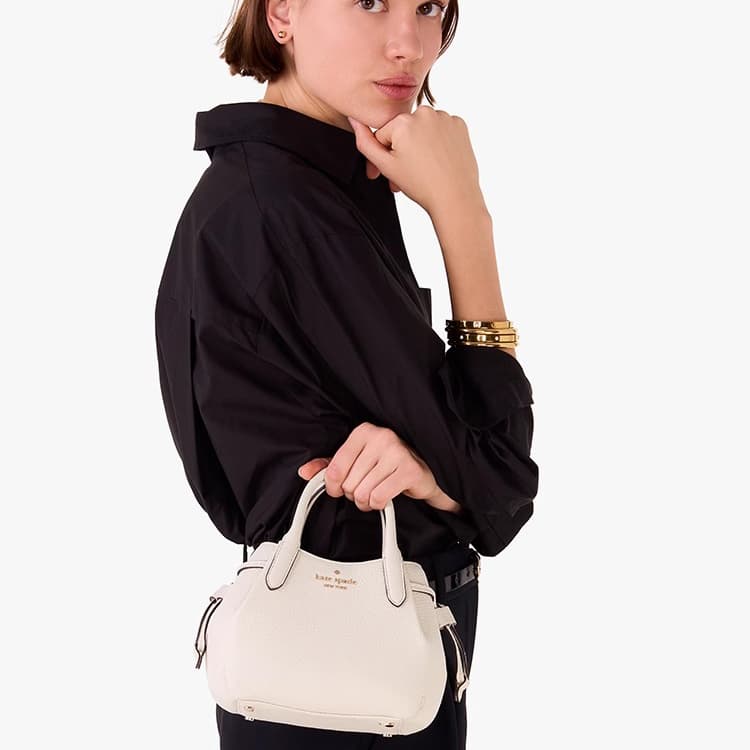 Сумка Kate Spade Пельмени Зернистая кожа личи Кожа Сумка через плечо Сумка Мини Женские Экрю - изображение 5