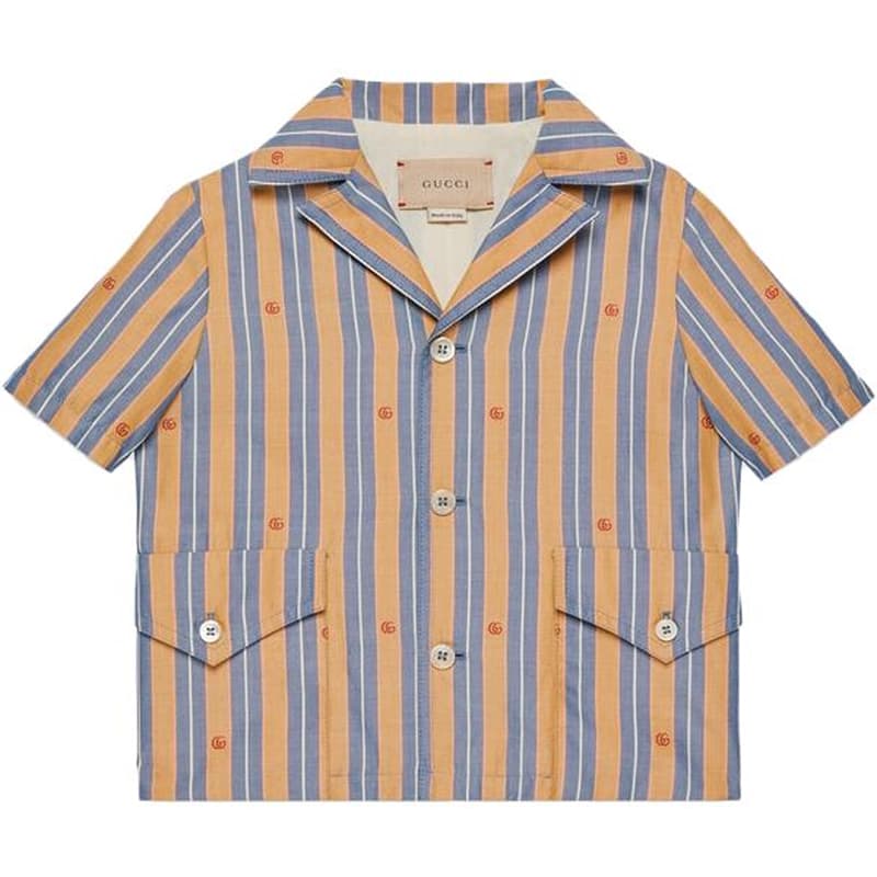 GUCCI SS23 Striped Logo Shirt Boys Yellow - изображение 1