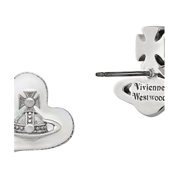Серьги Vivienne Westwood THOMASINA THOMASINA Серьги-гвоздики унисекс с сердечком и символом Сатурна, латунь, серебристый - изображение 3