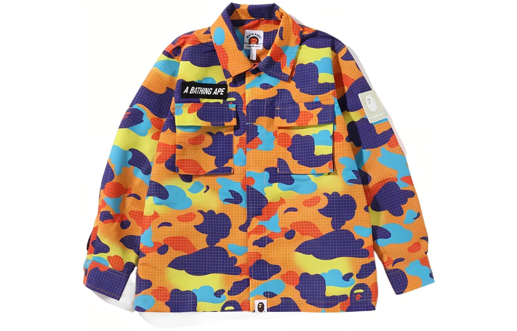 Bape FW22 Grid Camo Military Shirt Logo - изображение 1