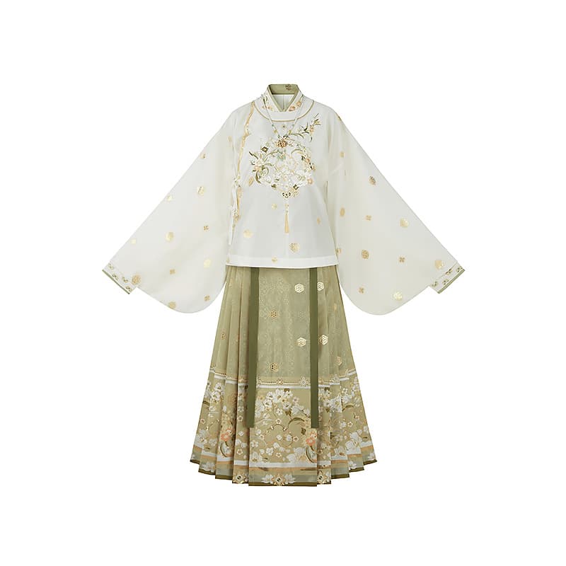 Yun Cang Yue Embroidered Fan Green Hanfu Top - изображение 1