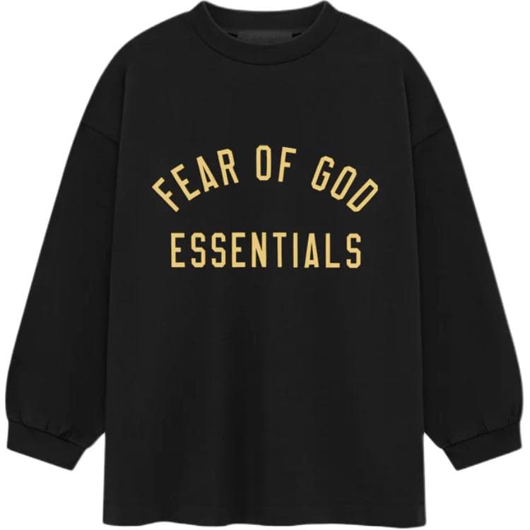 Футболка Fear of God ESSENTIALS T Рубашка FW24 Детская Джерси Длинный Рукав Обсидианово-Черный Черный Детская - изображение 1