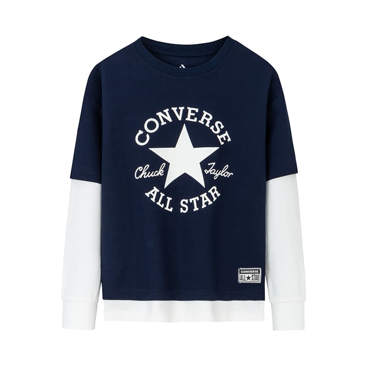 Футболка Converse Удобный Мягкий Легкий Длинный рукав Темно-синий - изображение 1