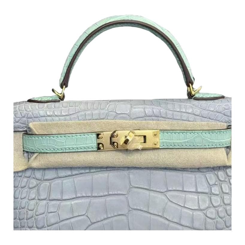 Сумка Hermes Mini Kelly 2 Gold Buckle Matte Crocodile Pearl Gray Mint Green - изображение 4