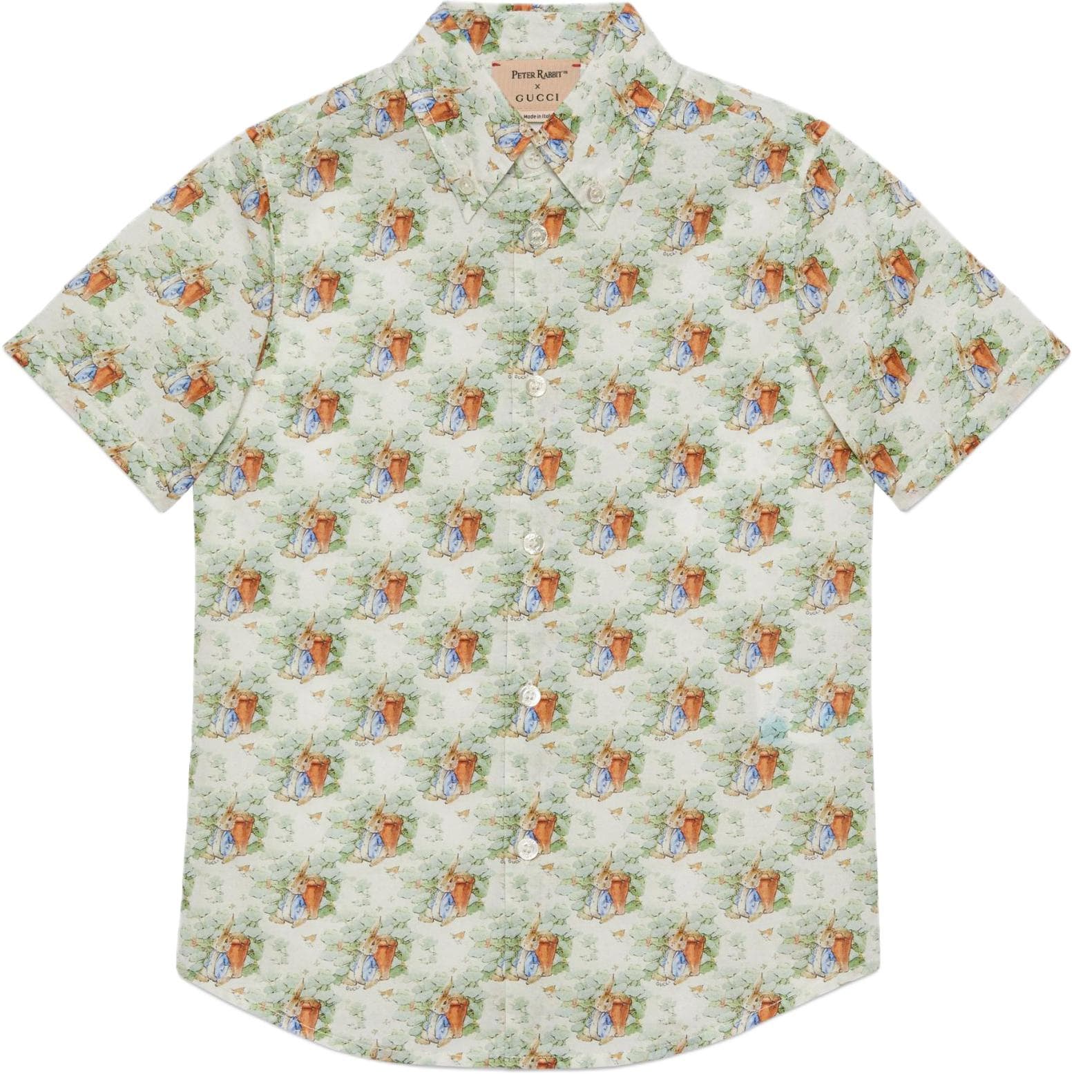 GUCCI x Peter Rabbit Повседневная рубашка SS24 зеленая детская - изображение 1