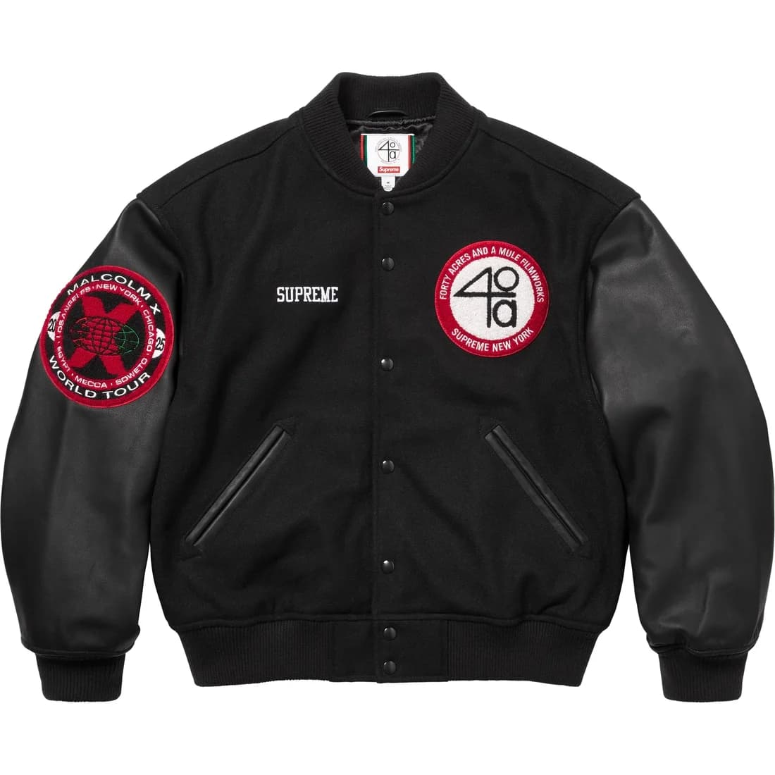 Куртка Supreme 40 Acres WEEK9 Malcolm X VARSITY Куртка Унисекс - изображение 2