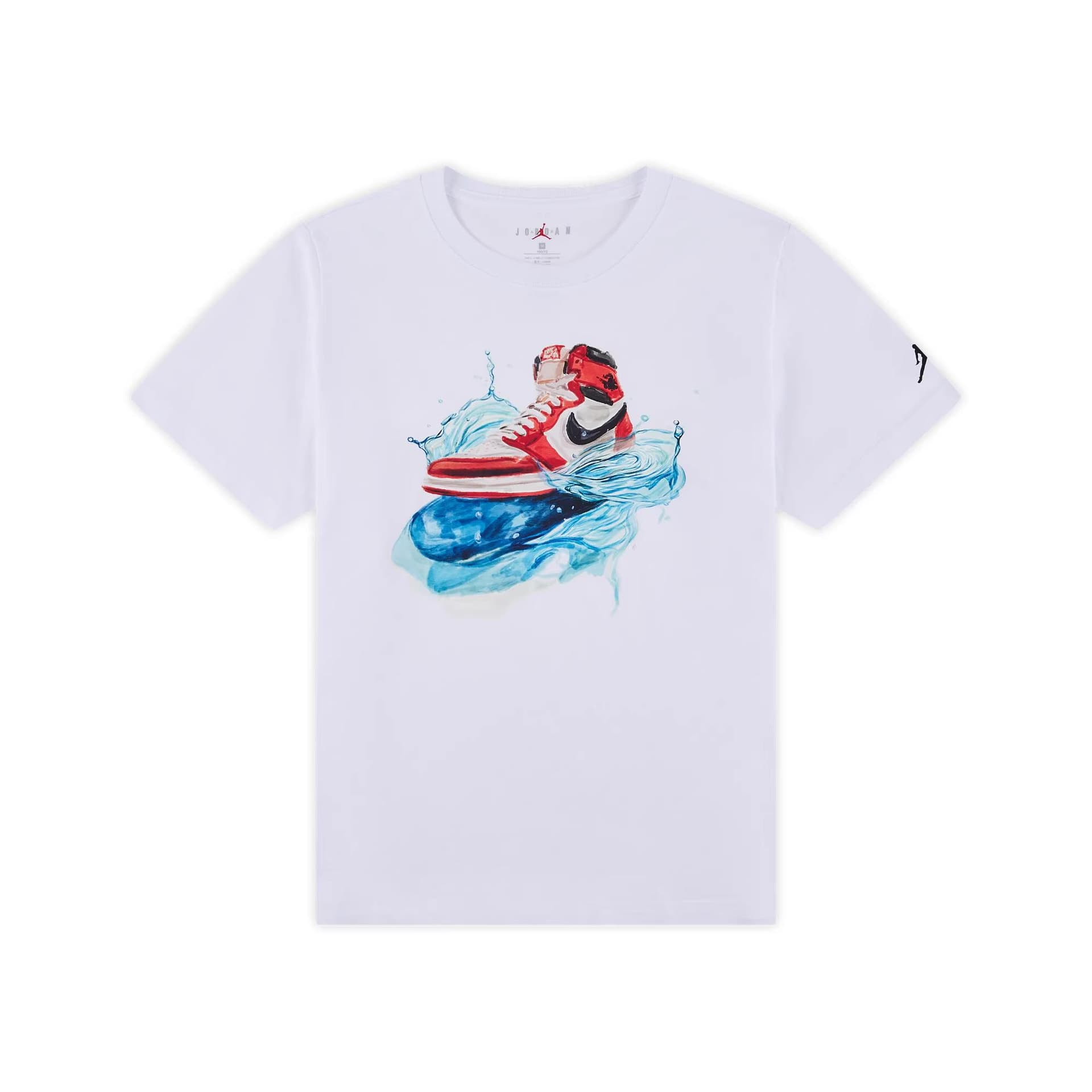 Футболка Jordan AJ1 Jumpman T-Shirt Мягкая и удобная простая универсальная футболка с круглым вырезом и коротким рукавом Белый Детский - изображение 1