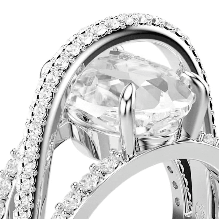 Кольцо Кольца унисекс с кристаллами Swarovski серебряные - изображение 2
