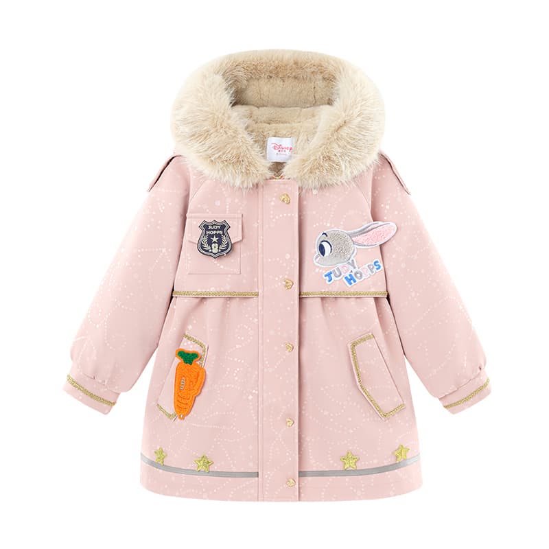 Disney PARKA Пальто Стильный Утолщенный и с флисовой подкладкой с капюшоном длинные рукава розовый для детей 3-7 лет - изображение 1