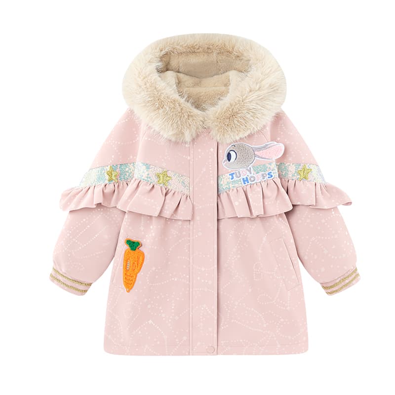 Disney PARKA Пальто Утолщенное и с флисовой подкладкой удобное с капюшоном длинные рукава розовый для детей 3-7 лет - изображение 1