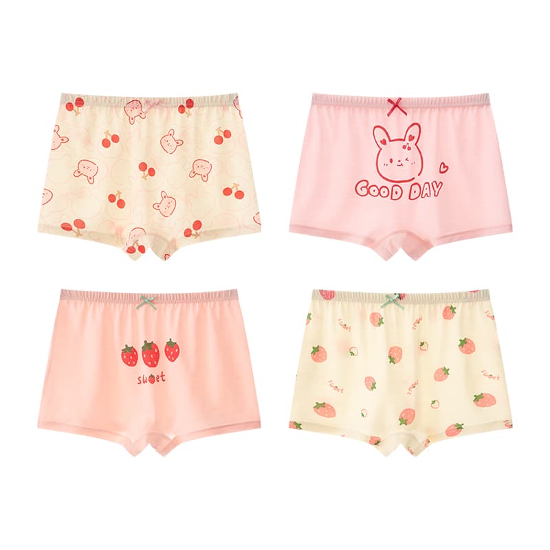 MIIOW 4 шт [Розовый + Бежево-абрикосовый + Розовый + Бежево-абрикосовый] Kids Нижнее белье - изображение 1