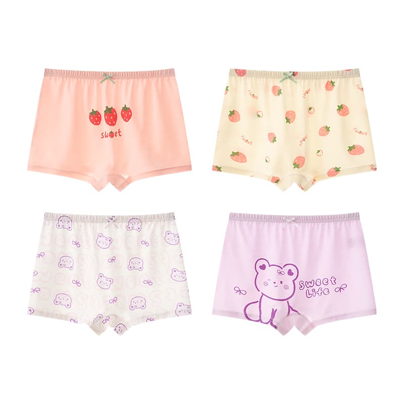 MIIOW 4 шт [Розовый + Бежево-абрикосовый + Белый + Фиолетовый] Kids Трусы - изображение 1