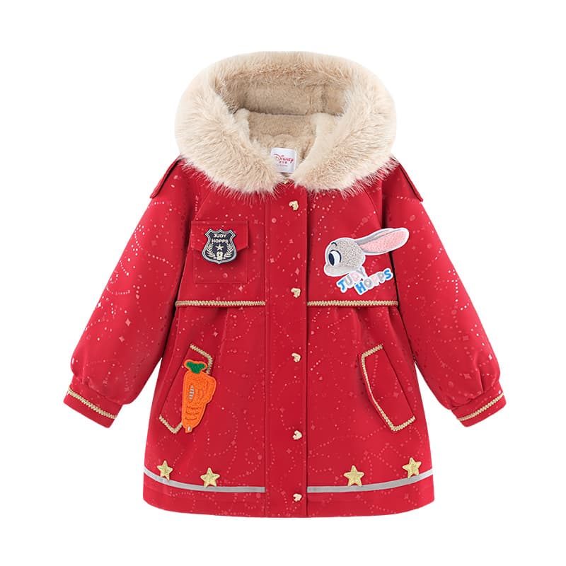 Disney PARKA Пальто Утолщенное и с Флисовой Подкладкой Удобное с Капюшоном Длинный Рукав Стильный Красный - изображение 1