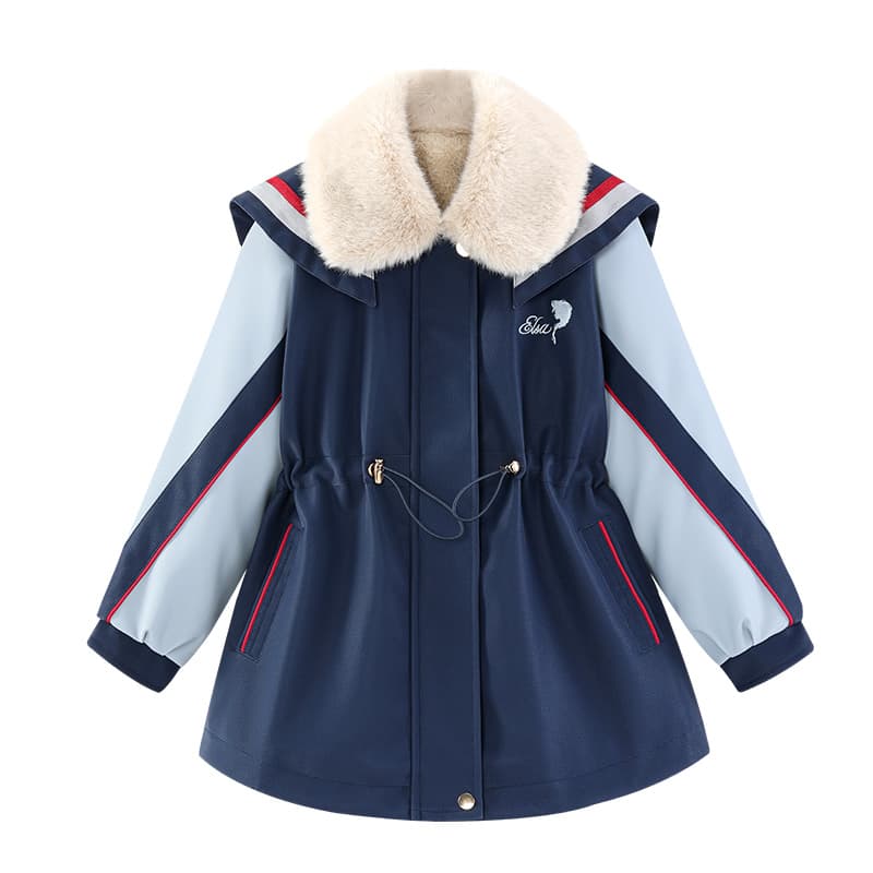 Disney PARKA Пальто Мода Отложной воротник Утолщенный и с флисовой подкладкой Длинный рукав Темно-синий для детей - изображение 1