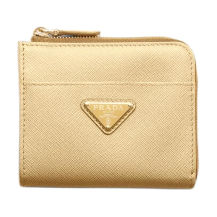 Картхолдер Prada Saffiano Коровья кожа Держатель для карт кошелек Женские Ваниль - изображение 1