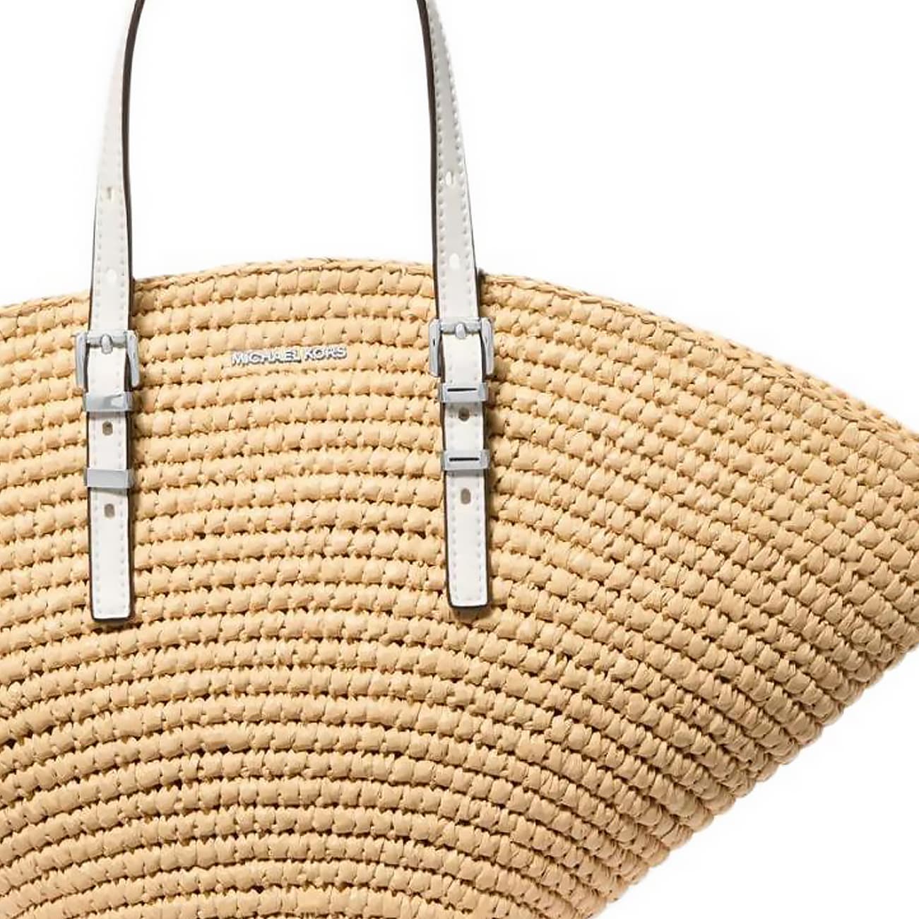 Мини-сумка MICHAEL KORS Isa Ткань Сумка-тоут Сумка для покупок Сумка через плечо Сумка Маленькая Женская Натуральная и Белая - изображение 3