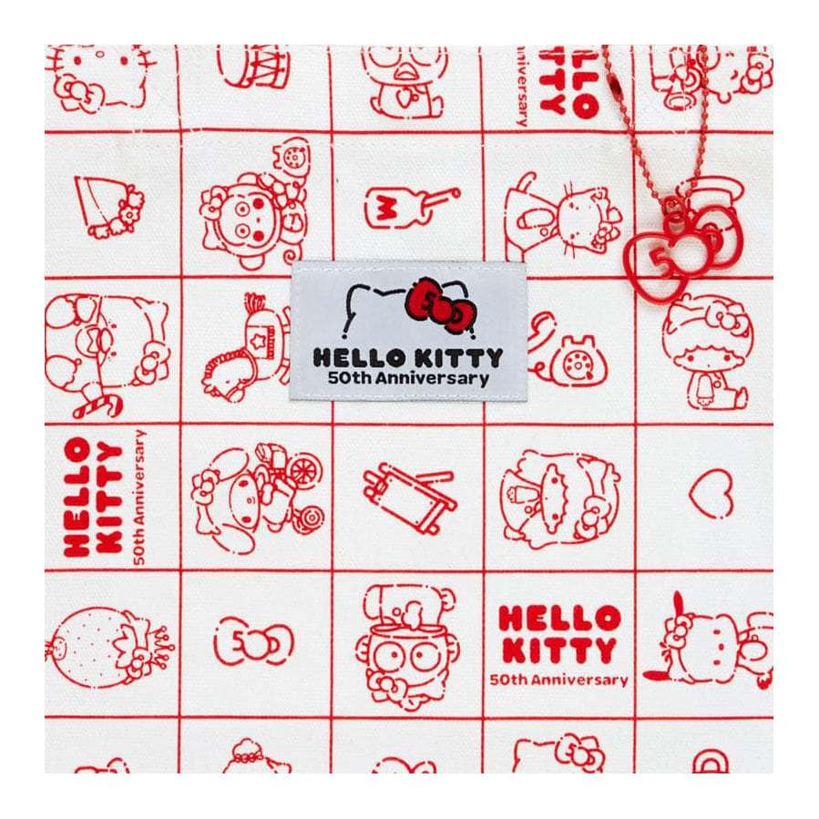 Сумка Sanrio Полиэстер Хлопковая Смесь Сумка-тоут Сумка для покупок Женская Белая и Красная - изображение 4