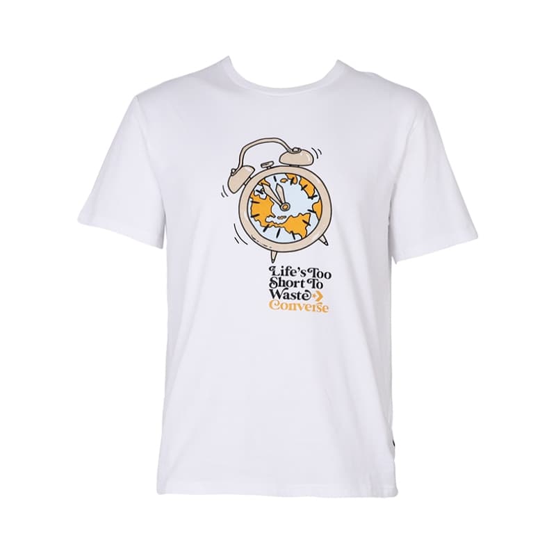 Футболка Converse T-shirt with letter print, round neck, comfortable, mens, white - изображение 1
