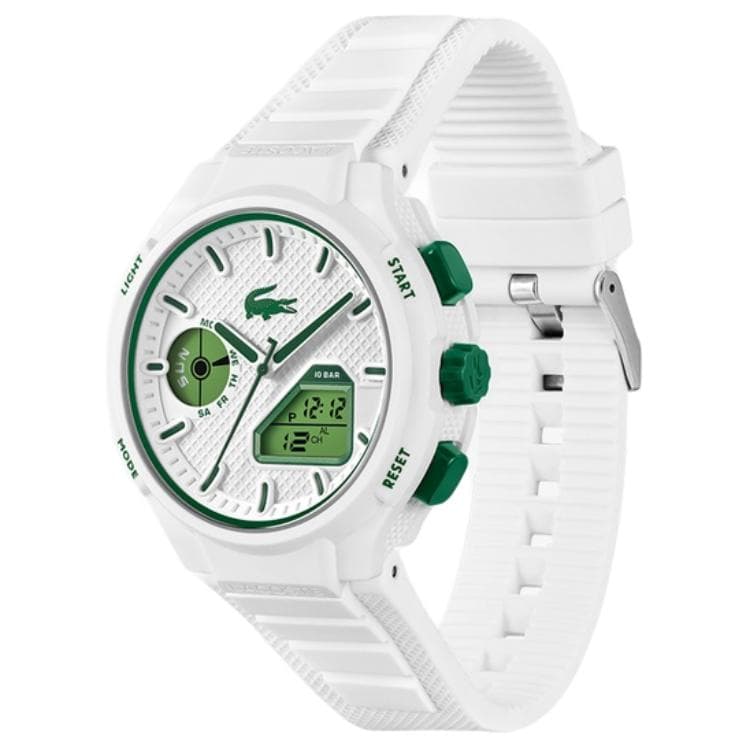 Механические часы Часы LACOSTE с кварцевым механизмом круглый корпус силиконовый ремешок 45 мм белый циферблат мужские часы - изображение 2