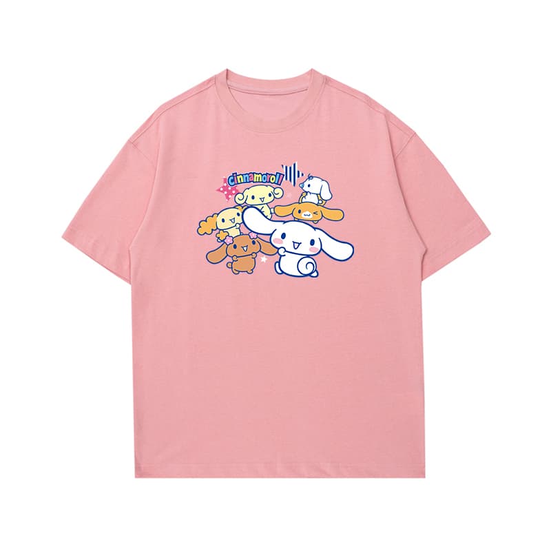 Футболка Sanrio x Cinnamoroll Унисекс футболка с круглым вырезом, мультяшный принт, американский винтаж, 100% хлопок, модный повседневный стиль - изображение 1