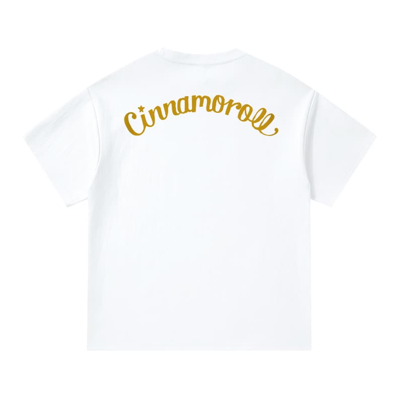 Футболка Sanrio x CINNAMOROLL Совместная коллекция Милый и симпатичный мультяшный аниме принт экстра свободный спущенное плечо повседневный универсальный короткий рукав футболка унисекс - изображение 2