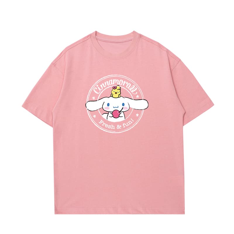 Футболка Sanrio x CINNAMOROLL Совместная коллекция Cinnamoroll 260г 100% плотный хлопок мультяшный принт с буквами американский винтаж унисекс футболка - изображение 1