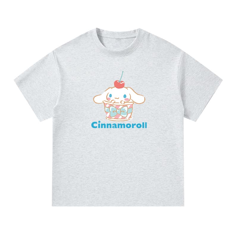 Футболка Sanrio x CINNAMOROLL Совместная коллекция Cinnamonroll Модная унисекс футболка с принтом, круглый вырез, 100% хлопок, повседневный, универсальный - изображение 1