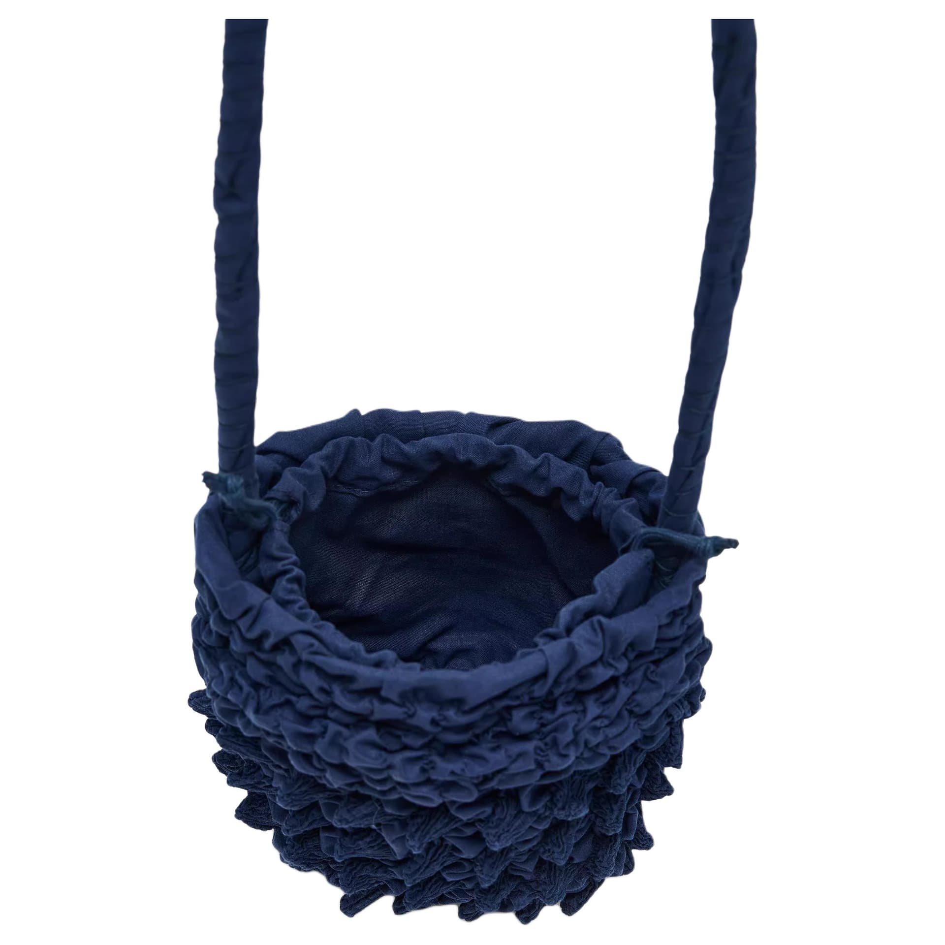 Мини-сумка ZARA Pleated Cotton Shoulder Bag Blue - изображение 2
