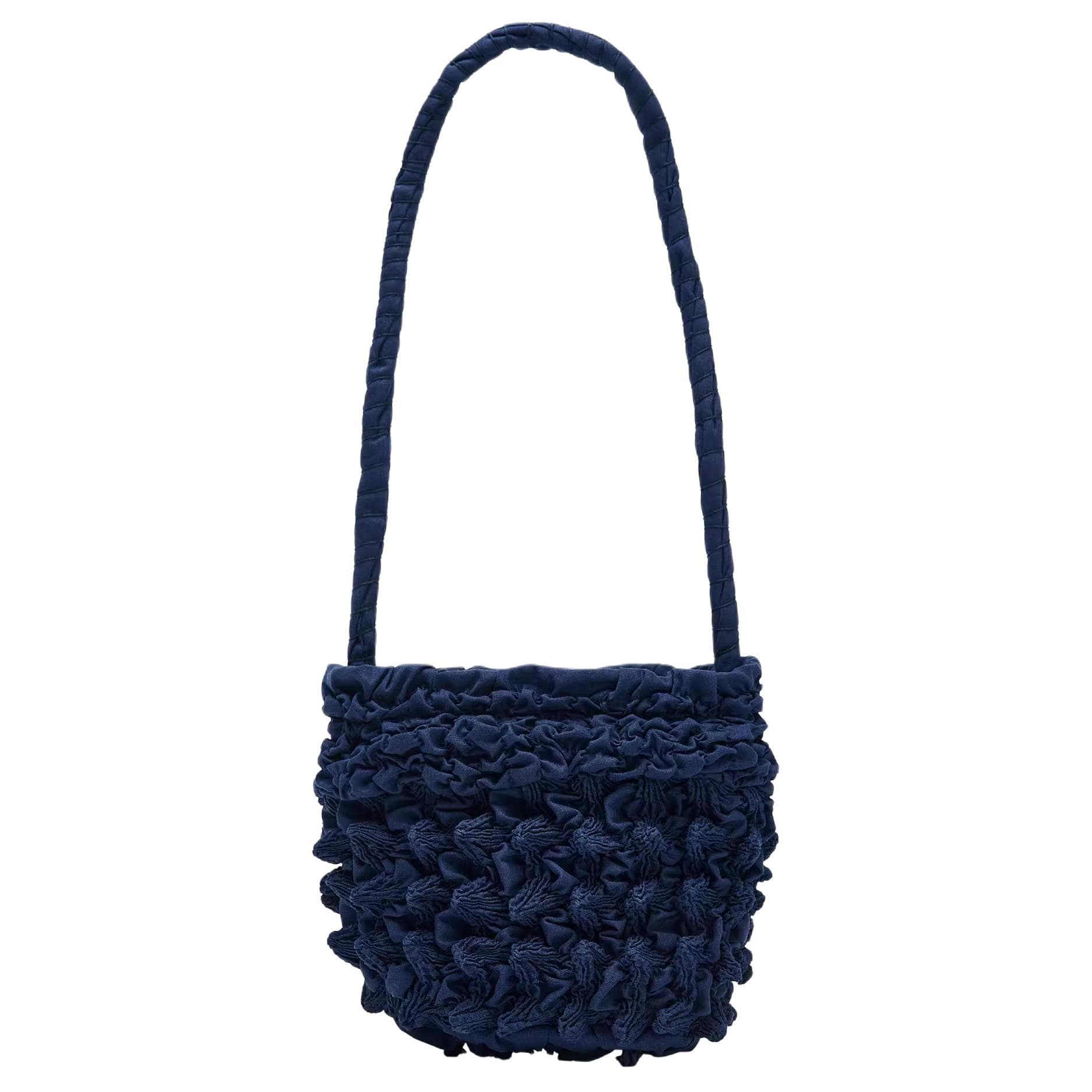 Мини-сумка ZARA Pleated Cotton Shoulder Bag Blue - изображение 1