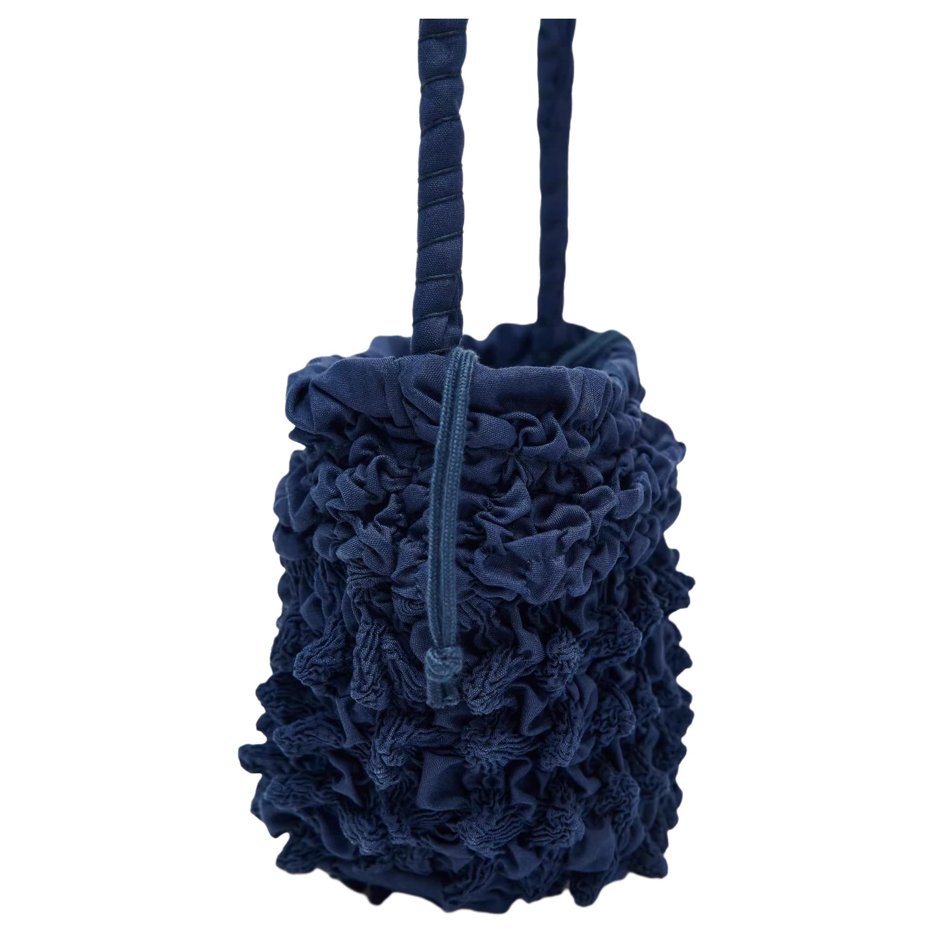 Мини-сумка ZARA Pleated Cotton Shoulder Bag Blue - изображение 3