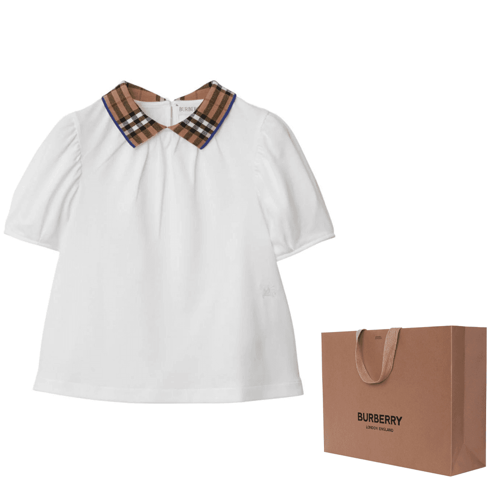 Футболка Burberry FW23 Colorblock Check Polo Shirt White - изображение 7