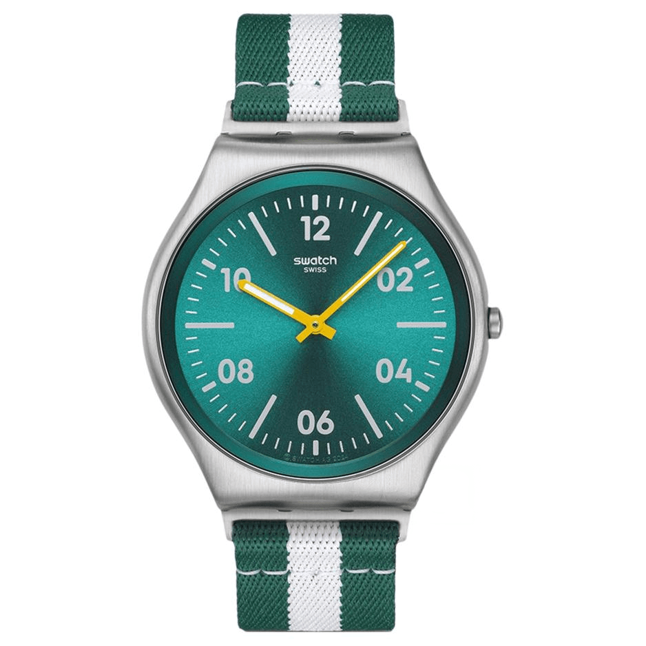 Часы SWATCH ESSENTIALS Кварцевый механизм водонепроницаемость 30 м унисекс часы 42*45,6 мм зеленый циферблат - изображение 1