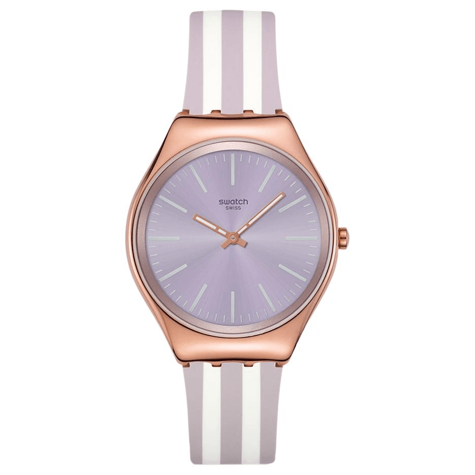 Часы Swatch Essentials Кварцевый механизм 30 м водонепроницаемость унисекс часы 38*45,6 мм фиолетовый циферблат - изображение 1