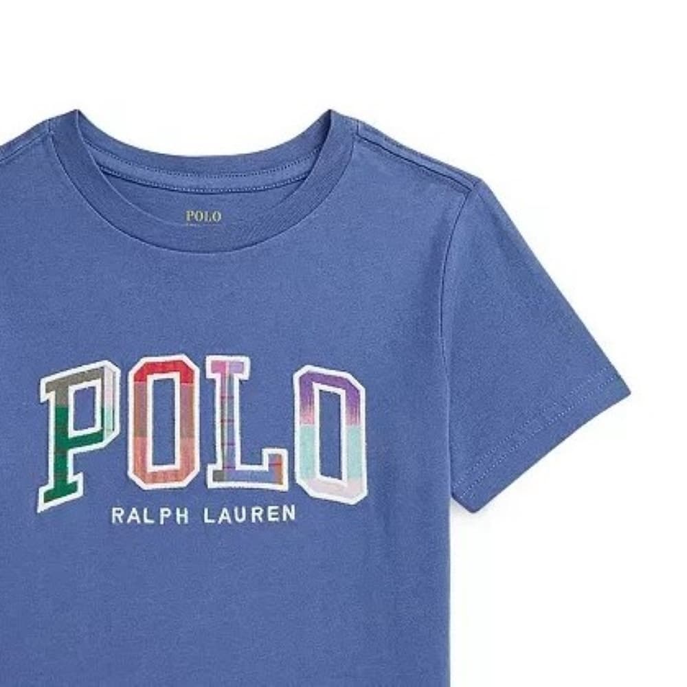 Футболка Polo Ralph Lauren T-рубашка SS25 Стандартная Синяя Детская - изображение 3