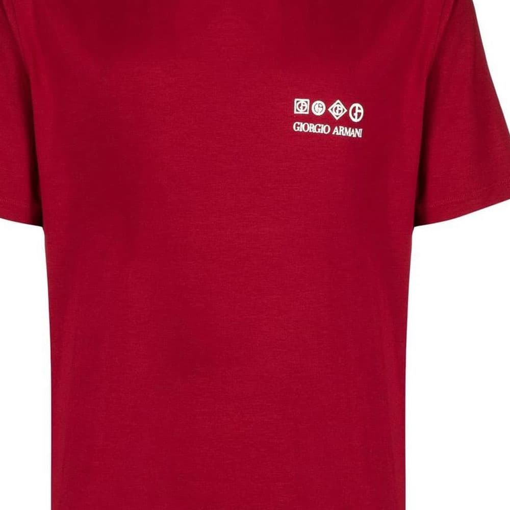 Футболка GIORGIO ARMANI Red Men's T-Shirts GIORGIO ARMANI Красные Мужские Футболки - изображение 2