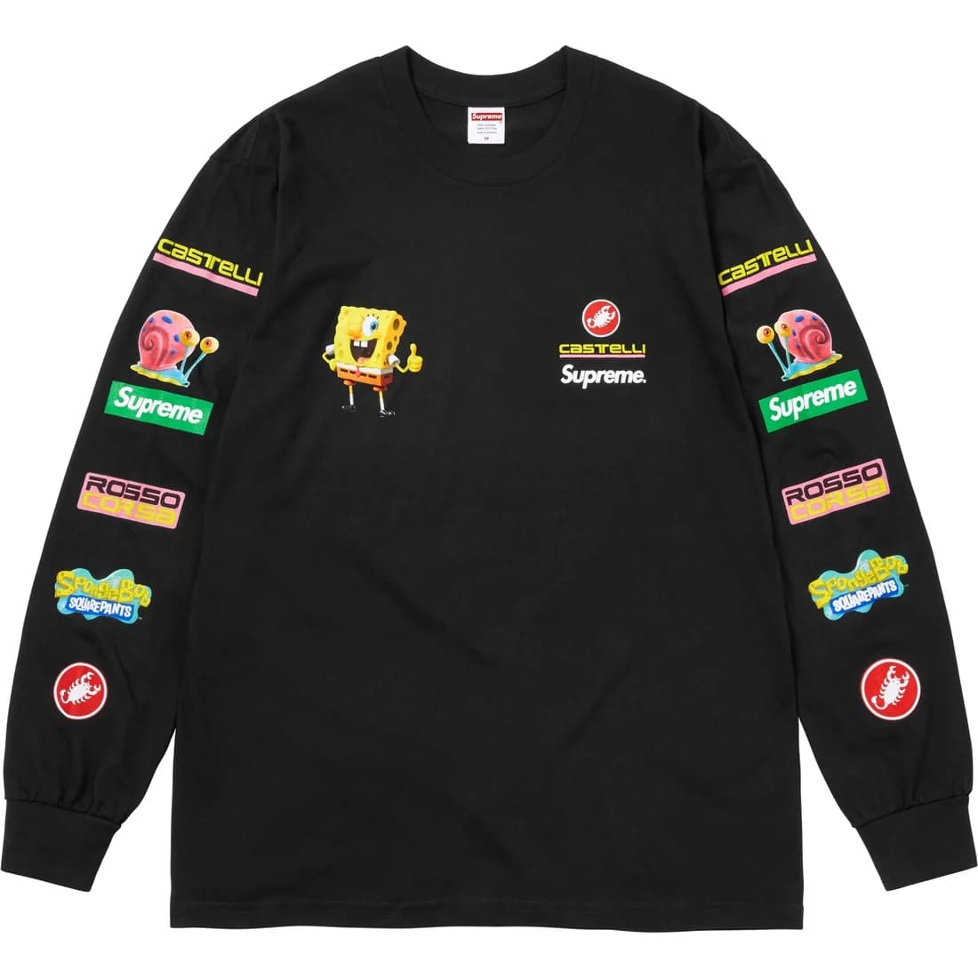 Футболка Supreme SPONGEBOB SQUAREPANTS SS25 WEEK11 Гонки L S Tee T Рубашка Унисекс - изображение 2