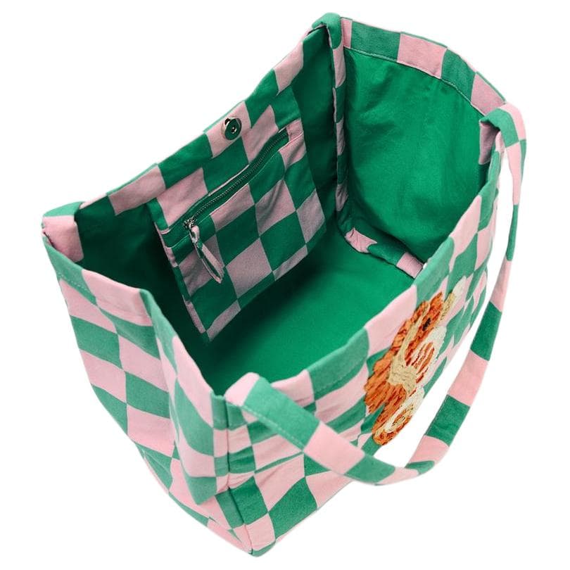 Мини-сумка ZARA Plaid Seahorse Tote Bag Pink Green - изображение 5