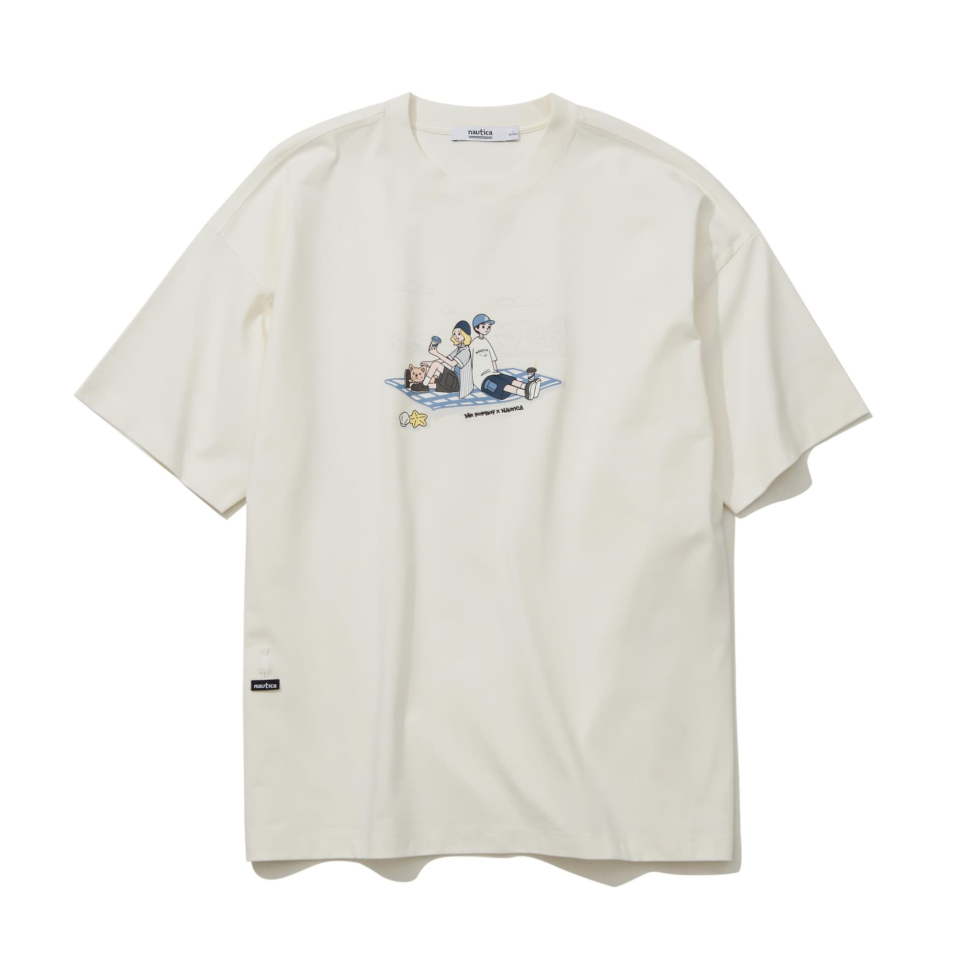 Футболка Nautica White Sail x POPBOY Кемпинг принт Круглый вырез Мужская футболка - изображение 1