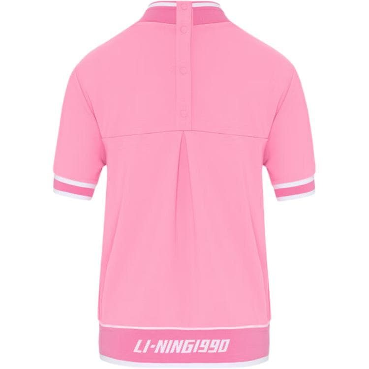 Футболка LI-NING 1990 Golf Series Универсальный черный Воротник-стойка Короткий рукав Футболка Женский Розовый - изображение 2