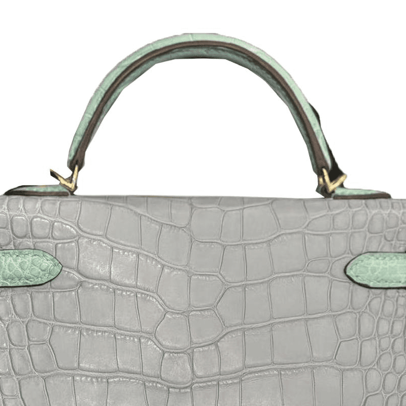 Сумка Hermes Mini Kelly 2 Gold Buckle Matte Crocodile Pearl Gray Mint Green - изображение 3