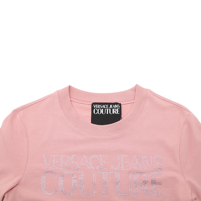 Платье VERSACE JEANS COUTURE SS25 Короткое платье с короткими рукавами женское светло-розовое - изображение 4