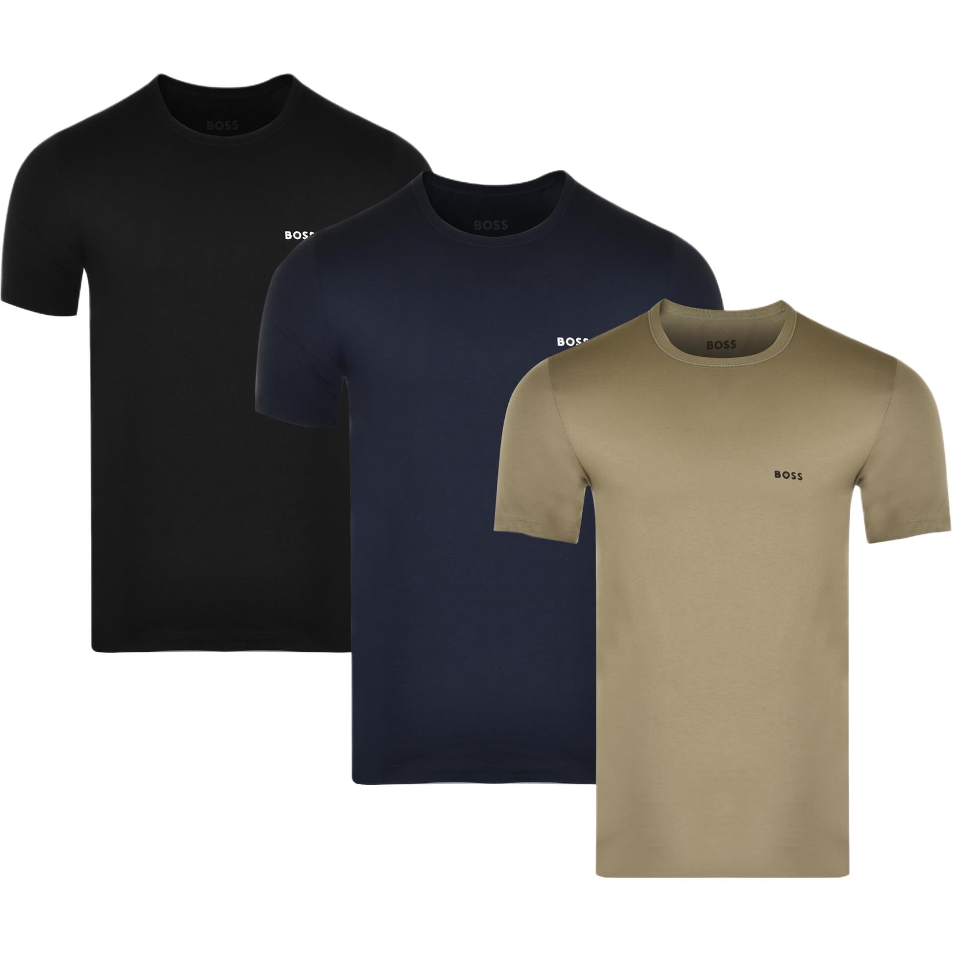 Футболка Hugo Boss 3 пачки (Черный + Морской синий + Светлый хаки) Мужские футболки - изображение 1