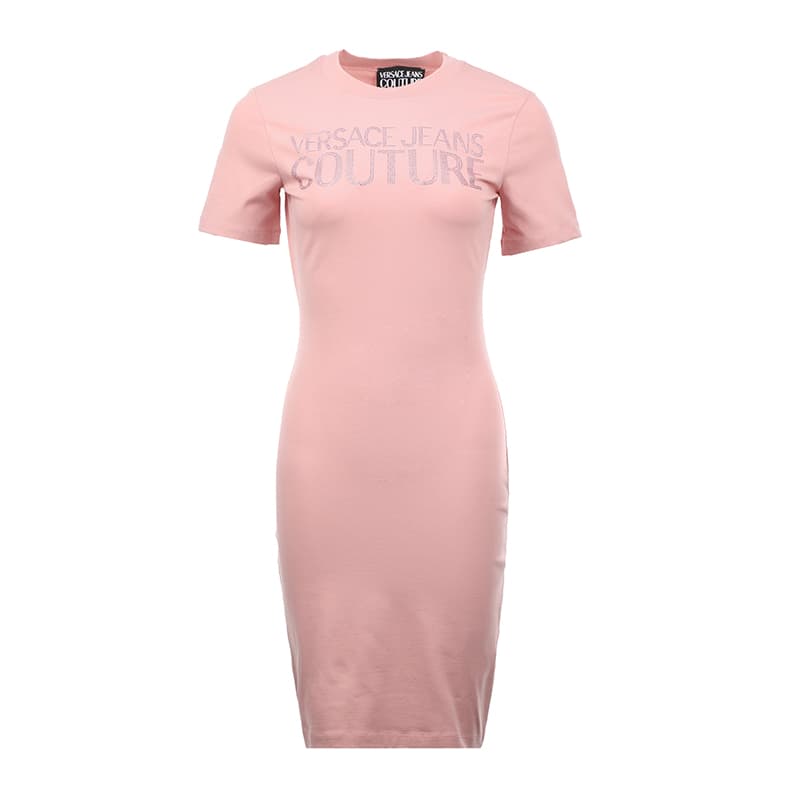 Платье VERSACE JEANS COUTURE SS25 Короткое платье с короткими рукавами женское светло-розовое - изображение 1