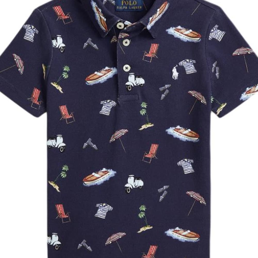 Поло Polo Ralph Lauren Зеленый Фиолетовый Мода Стиль С принтом Детский - изображение 3