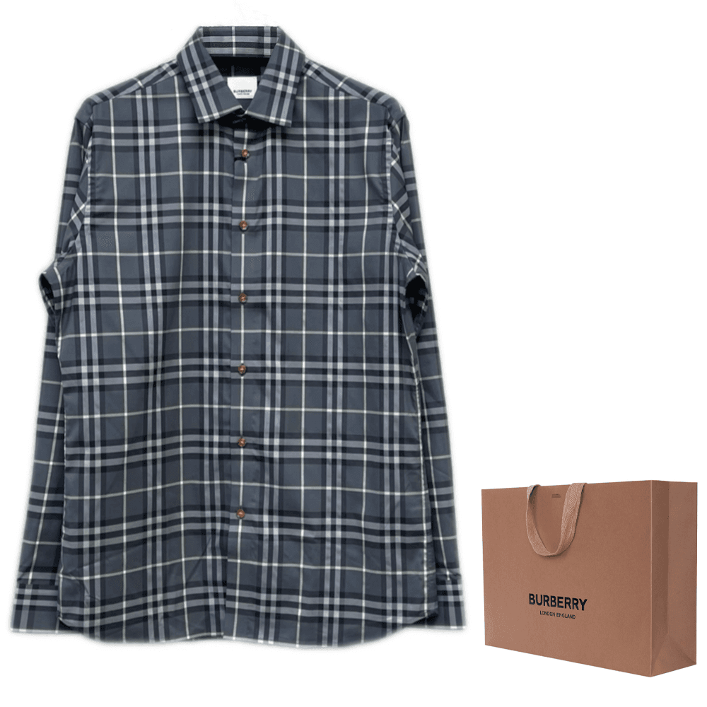 Рубашка Burberry Серые Мужские Рубашки - изображение 3