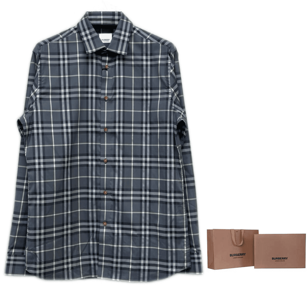 Рубашка Burberry Серые Мужские Рубашки - изображение 5