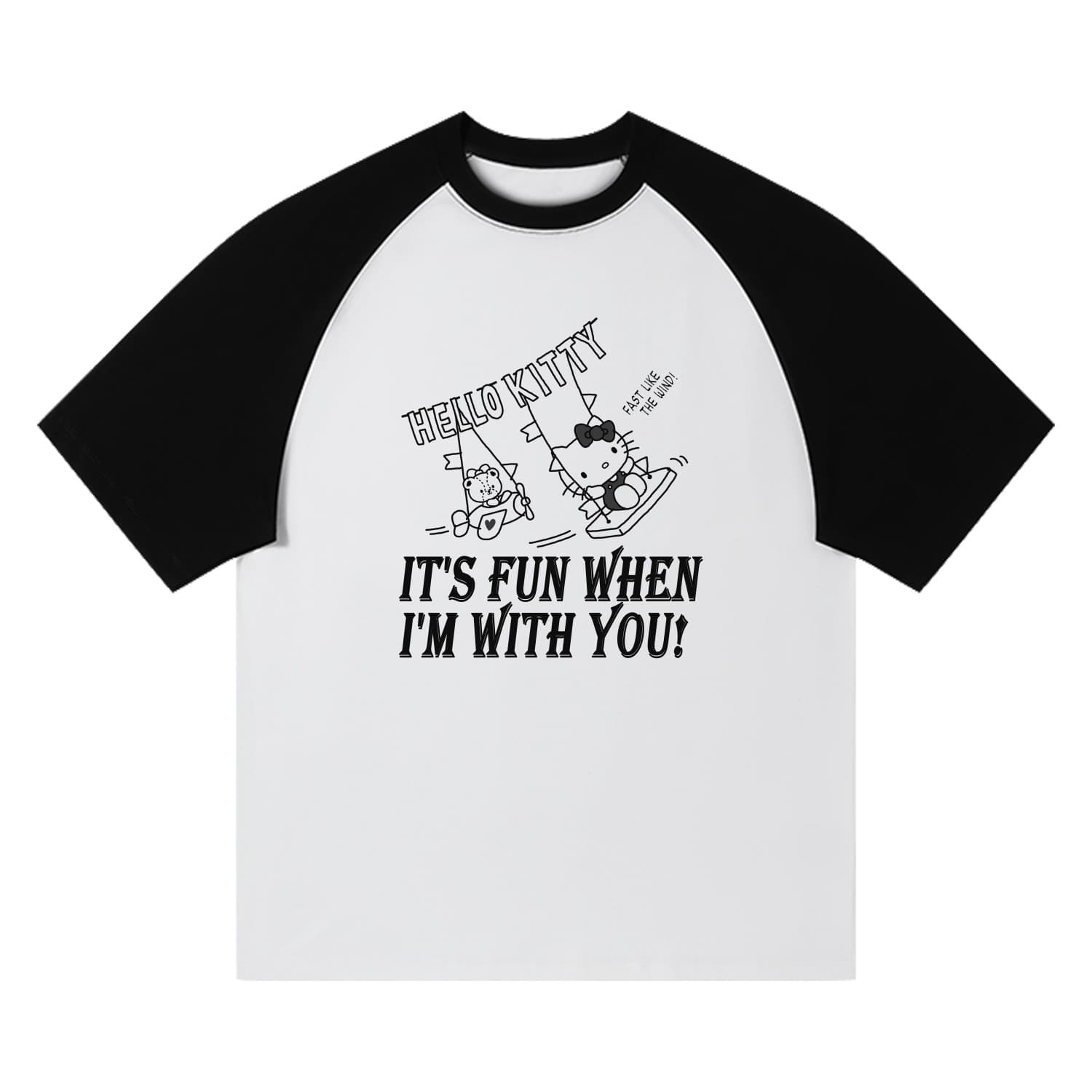 Футболка Sanrio x Hello Kitty T-рубашка унисекс черно-белая - изображение 1