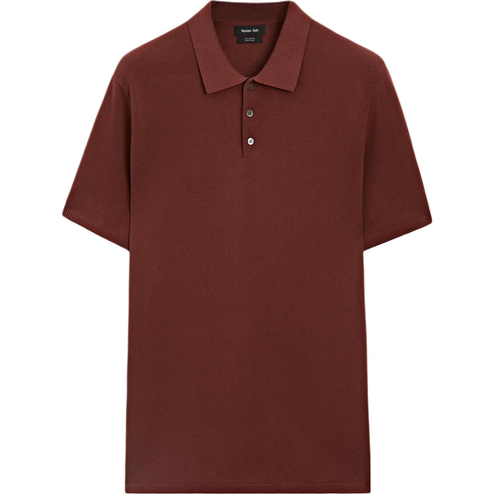 Поло Massimo Dutti Мужская Поло Красно-коричневого цвета - изображение 1