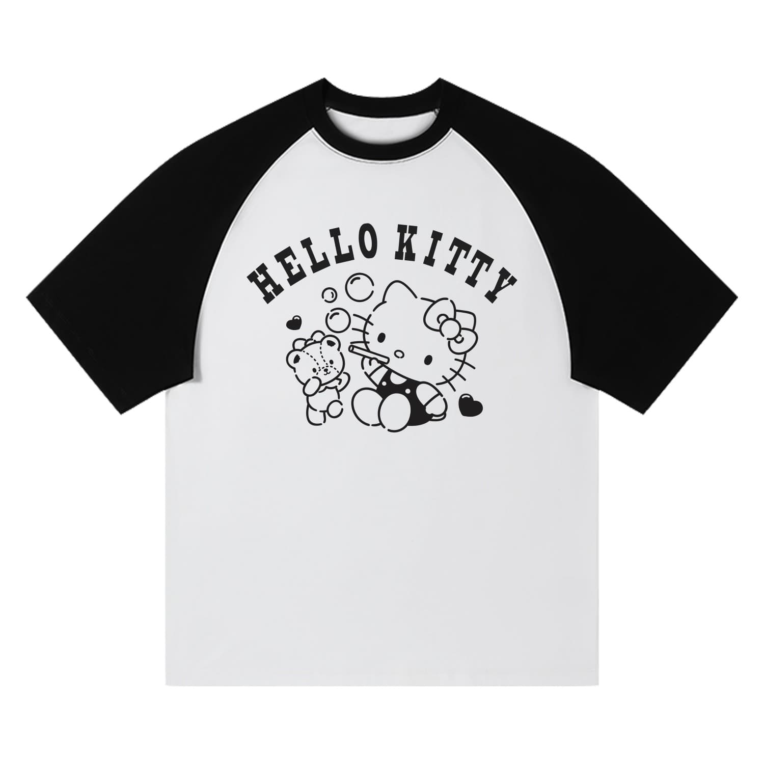 Футболка Sanrio x Hello Kitty T-рубашка унисекс черно-белая - изображение 11
